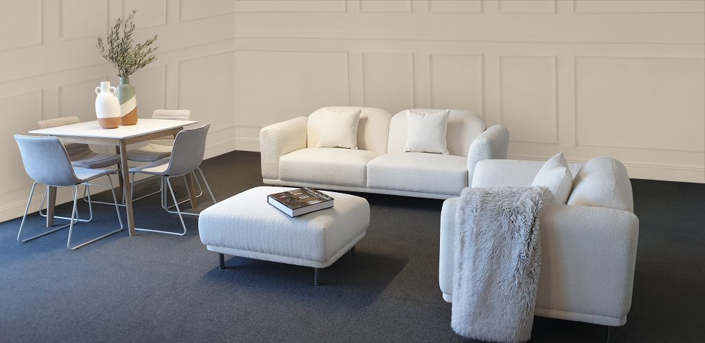 Argyle Sofa Upholstered in Boucle Fabric